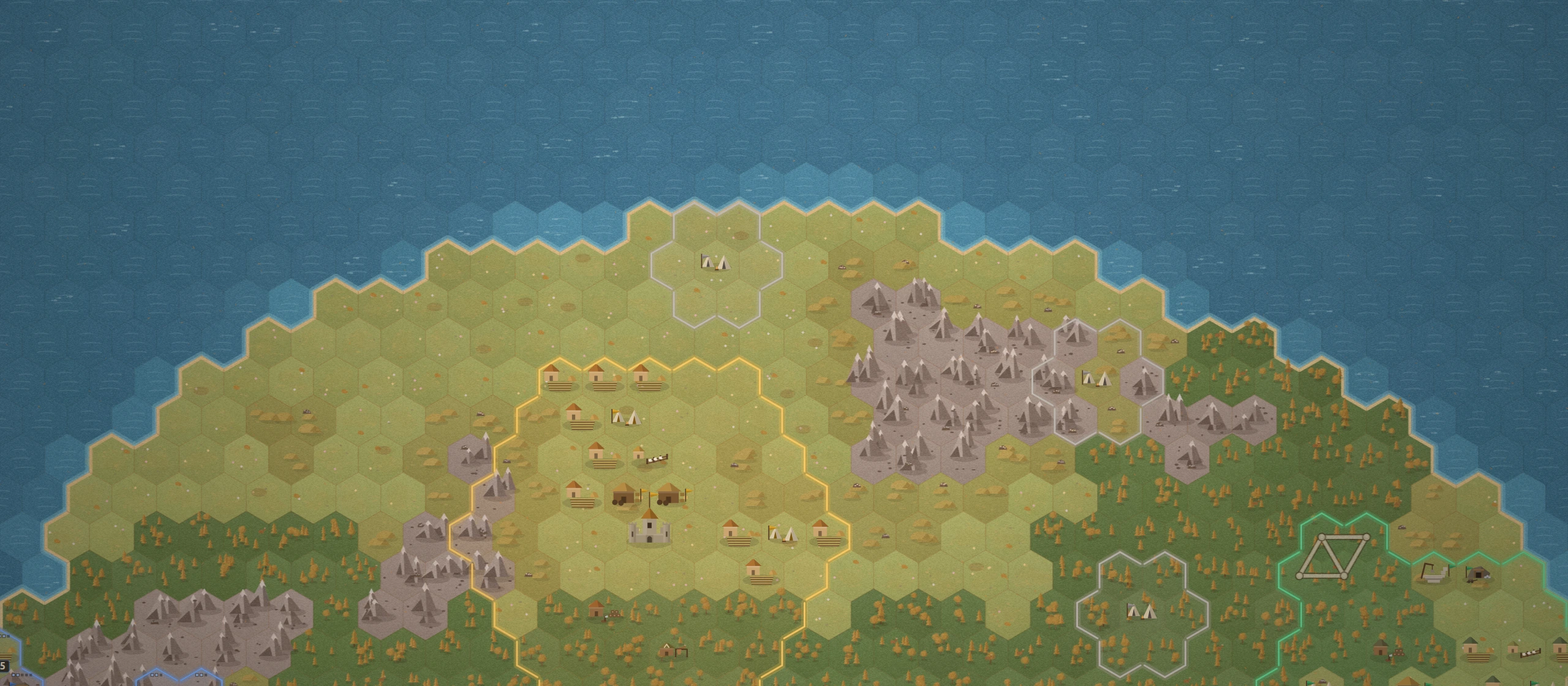 Two kingdoms meeting along a contested border in autumn