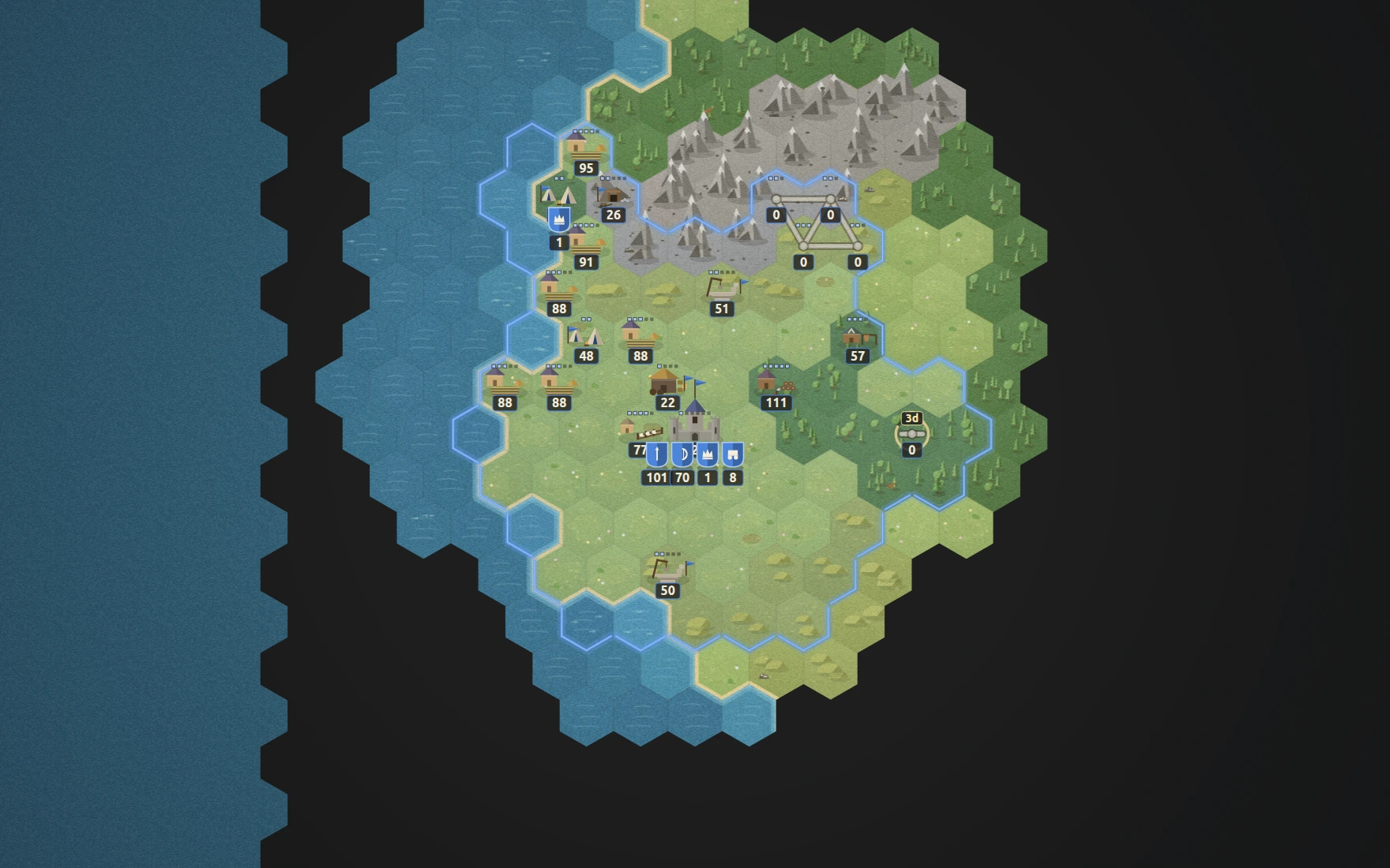 What a kingdom can actually see: its own ground, and fog past the edge of it